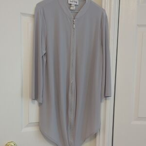 Joseph Ribkoff Light Gray Zip-Up Top